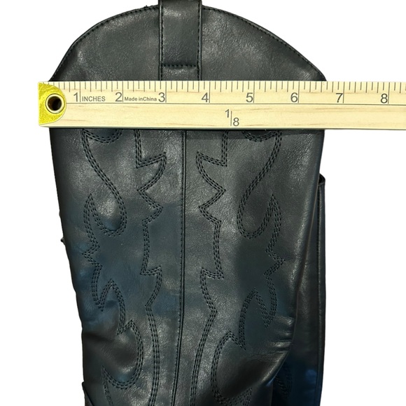 Madden Girl Black Western Cowboy Pull On Boot block heel tall concert indie - Picture 7 of 8